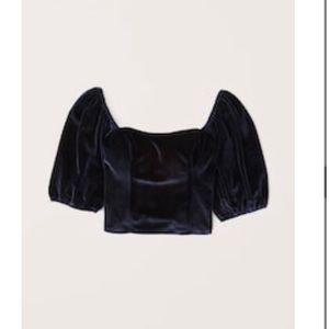 Navy Velvet Abercrombie and Fitch Square Neck top